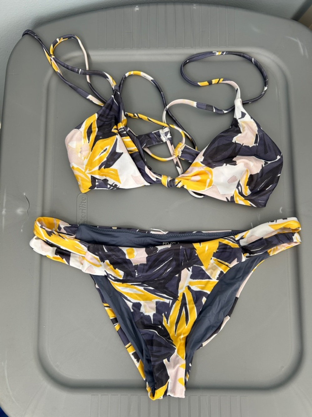 RVCA Yellow & Navy Floral Two-Piece Bikini